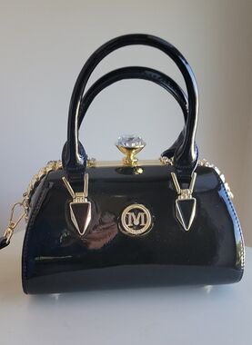Beautiful Black Handbag with Rhinestone Details
